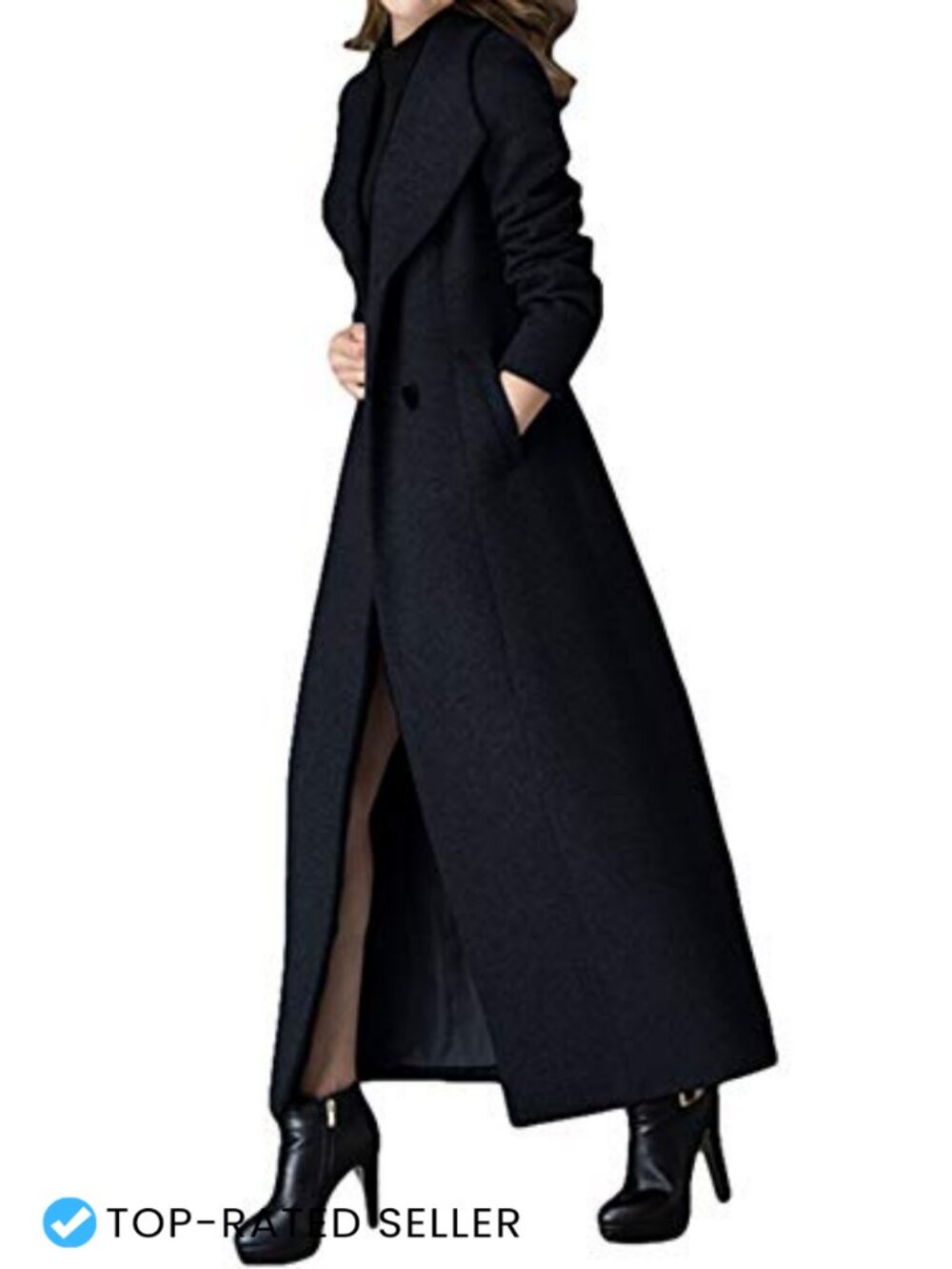 Wool Blend Trench Coat Long Double Breasted Winter Jacket